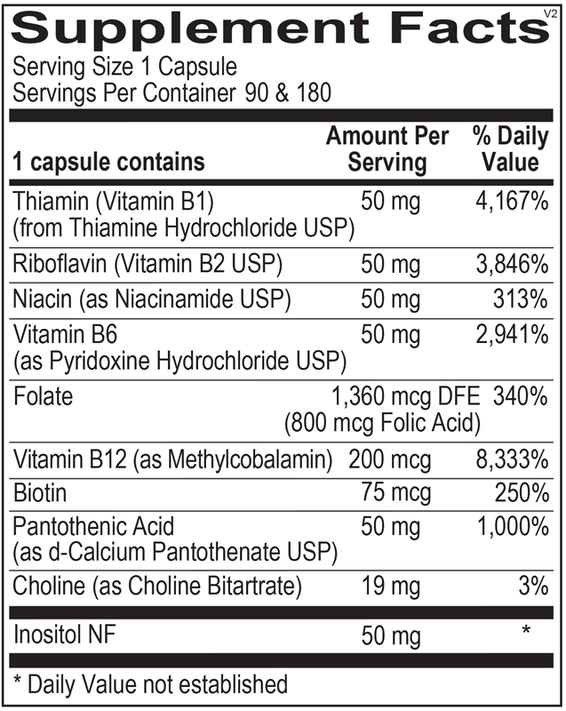Ortho B Complex supplement facts image