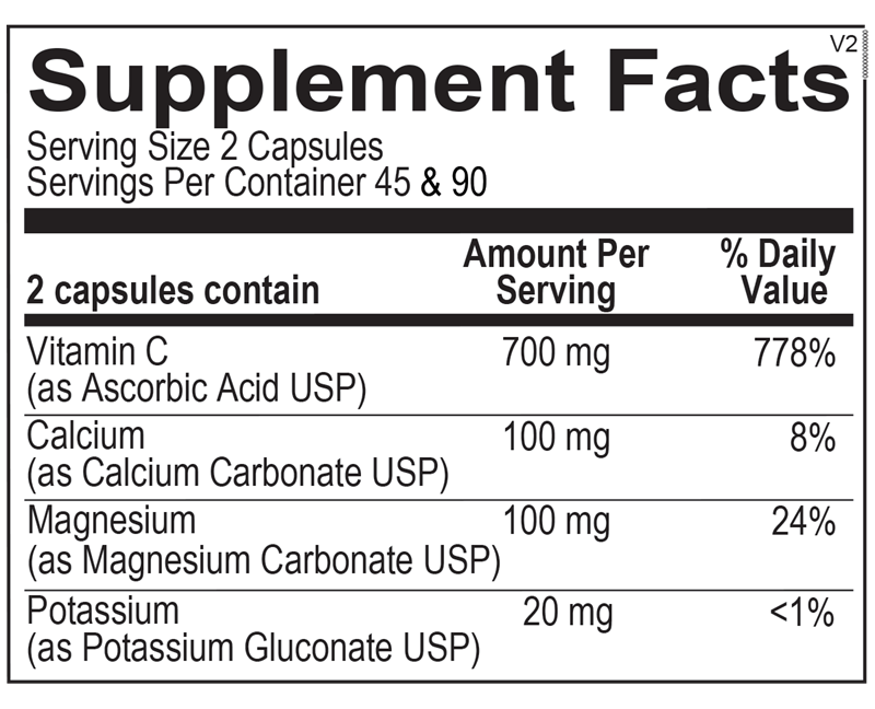 Buffered C Capsules supplement facts image