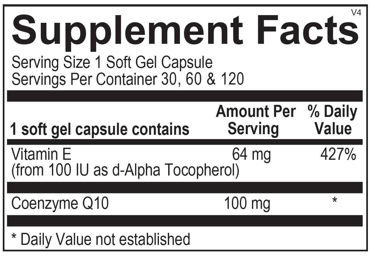 120 - CoQ-10 - Supplemental Facts Box  