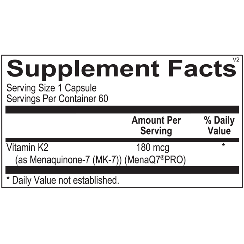 Vitamin K2 180 mcg supplement facts image