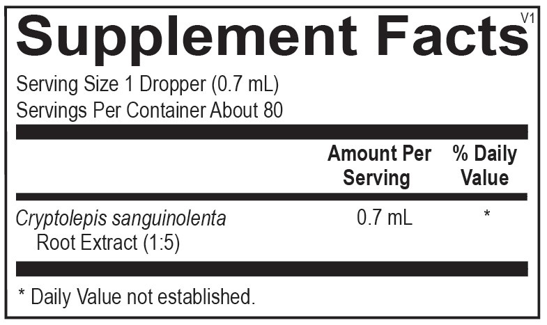 Cryptolepis supplement facts image