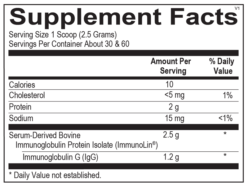 SBI Protect Powder supplement facts image