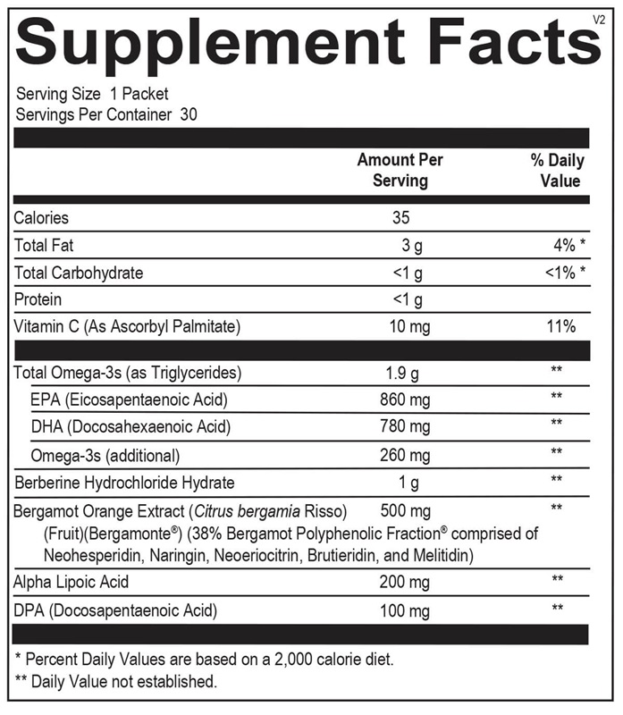 Cardio MET Pack supplement facts image