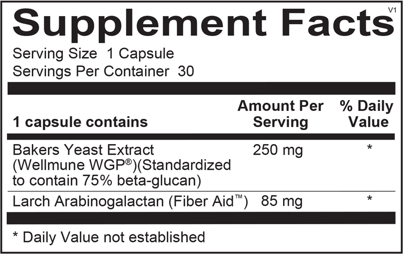 WholeMune supplement facts image