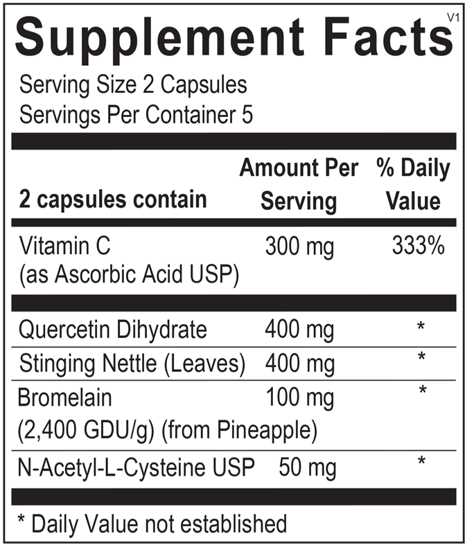Natural D-Hist Blister Packs supplement facts image
