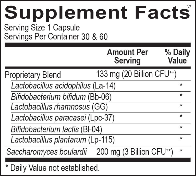Ortho Biotic Capsules supplement facts image
