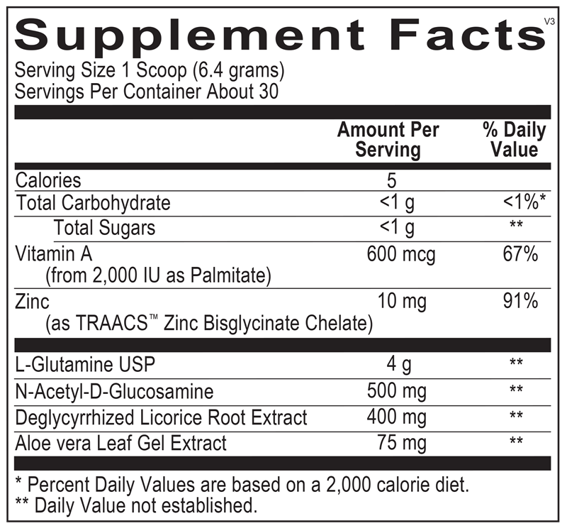 GlutaShield Vanilla supplement facts image